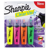 Sharpie SAN1912769 Clearview Highlighter, Blade Tip, Assorted Ink, 4 Per Set