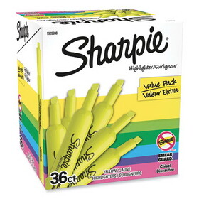Sharpie SAN1920938 Accent Tank Style Highlighter, Chisel Tip, Fluorescent Yellow, 36/box