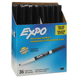 EXPO SAN1921062 Low Odor Dry Erase Marker, Fine Point, Black, 36/box