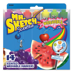 Mr. Sketch SAN1924061 Washable Markers, Chisel, Assorted Colors, 14/set