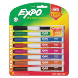 EXPO 1944748 Magnetic Dry Erase Marker, Fine Bullet Tip, Assorted Colors, 8/Pack