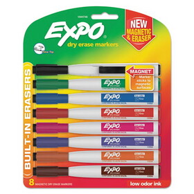EXPO 1944748 Magnetic Dry Erase Marker, Fine Bullet Tip, Assorted Colors, 8/Pack