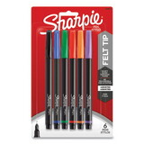 Sharpie 1976527 Plastic Point Stick Water Resistant Pen, Assorted, Fine, 6/Pack