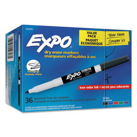 EXPO 2003893 Low-Odor Dry Erase Marker Office Pack, Fine Bullet Tip, Assorted Colors, 36/Pack