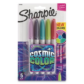 Sharpie SAN2010953 Cosmic Color Permanent Markers, Medium Bullet Tip, Assorted Cosmic Colors, 5/Pack