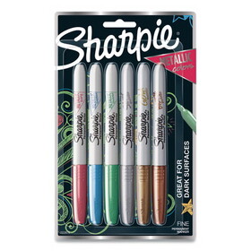 Sharpie SAN2029678 Metallic Fine Point Permanent Markers, Fine Bullet Tip, Blue-Green-Red, 6/Pack