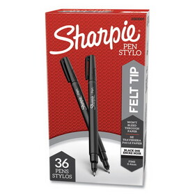 Sharpie SAN2083009 Water-Resistant Ink Porous Point Pen Value Pack, Stick, Fine 0.4 mm, Black Ink, Black Barrel, 36/Pack