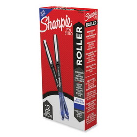 Sharpie SAN2093199 Professional Design Roller Ball Pen, Stick, Fine 0.5 mm, Blue Ink, Black/Blue Barrel, Dozen