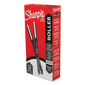 Sharpie SAN2093225 Professional Design Roller Ball Pen, Stick, Fine 0.5 mm, Black Ink, Black Barrel, Dozen