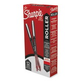 Sharpie 2093226 Roller Ball Stick Pen, Fine 0.5 mm, Red Ink/Barrel, Dozen