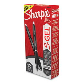 Sharpie SAN2096149 S-Gel High-Performance Gel Pen, Retractable, Bold 1 mm, Black Ink, Black Barrel, Dozen