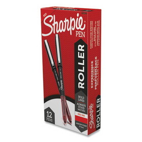Sharpie SAN2101304 Professional Design Roller Ball Pen, Stick, Medium 0.7 mm, Red Ink, Black/Red Barrel, Dozen