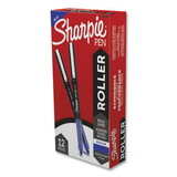 Sharpie 2101306 Roller Ball Stick Pen, Medium 0.7 mm, Blue Ink/Barrel, Dozen
