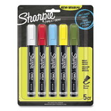 Sharpie SAN2103011 Wet-Erase Chalk Marker, Medium Bullet Tip, Assorted Colors, 5/Pack