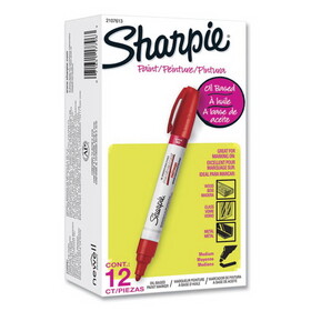 Sharpie 2107613 Permanent Paint Marker, Medium Bullet Tip, Red, Dozen