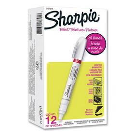 Sharpie 2107614 Permanent Paint Marker, Medium Bullet Tip, White, Dozen