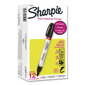 Sharpie 2107615 Permanent Paint Marker, Medium Bullet Tip, Black, Dozen