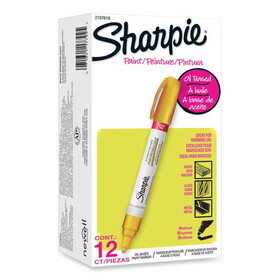 Sharpie 2107619 Permanent Paint Marker, Medium Bullet Tip, Yellow, Dozen
