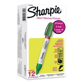 Sharpie SAN2107620 Permanent Paint Marker, Medium Bullet Tip, Green, 12/Pack