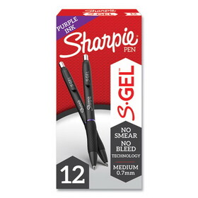 Sharpie SAN2126235 S-Gel High-Performance Gel Pen, Retractable, Medium 0.7 mm, Purple Ink, Black Barrel, Dozen