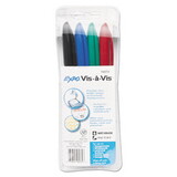 EXPO SAN2134341 Vis-a-Vis Wet Erase Marker, Fine Bullet Tip, Assorted Colors, 4/Set