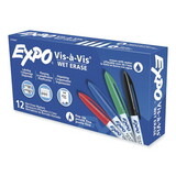 EXPO SAN2134347 Vis-a-Vis Wet Erase Marker, Fine Bullet Tip, Assorted, Dozen