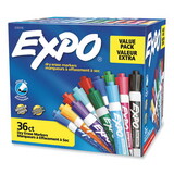 EXPO SAN2135174 Low Odor Dry Erase Vibrant Color Markers, Broad Chisel Tip, Assorted Colors, 36/Pack