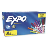 EXPO SAN2138424 Low Odor Dry Erase Vibrant Color Markers, Fine Bullet Tip, Assorted Colors, 36/Pack