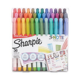 Sharpie SAN2148154 S-Note Creative Markers, Assorted Ink Colors, Bullet/Chisel Tip, Assorted Barrel Colors, 36/Pack