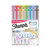 Sharpie SAN2154174 S-Note Creative Markers, Assorted Ink Colors, Bullet/Chisel Tip, White Barrel, 16/Pack