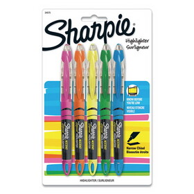 Sharpie 24555 Liquid Pen Style Highlighters, Chisel Tip, Assorted Colors, 5/Set
