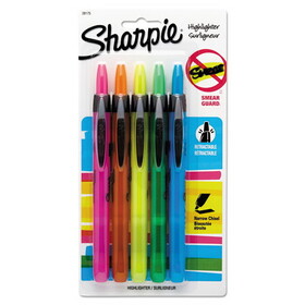 Sharpie SAN28175PP Retractable Highlighters, Assorted Ink Colors, Chisel Tip, Assorted Barrel Colors, 5/Set