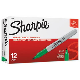 Sharpie SAN30004 Fine Bullet Tip Permanent Marker, Green, Dozen