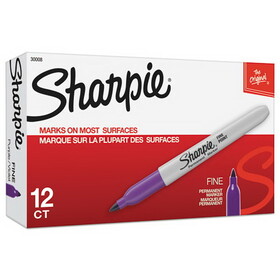 Sharpie SAN30008 Fine Tip Permanent Marker, Fine Bullet Tip, Purple, Dozen