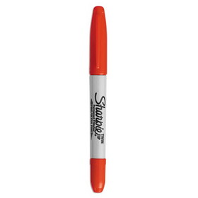 Sharpie SAN32002 Twin-Tip Permanent Marker, Extra-Fine/Fine Bullet Tips, Red, Dozen