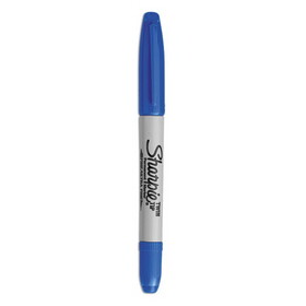 Sharpie SAN32003 Twin-Tip Permanent Marker, Extra-Fine/Fine Bullet Tips, Blue, Dozen