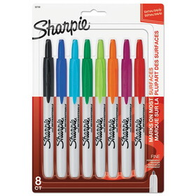 Sharpie SAN32730PP Retractable Permanent Marker, Fine Bullet Tip, Assorted Colors, 8/Set