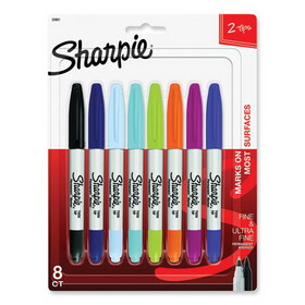 Sharpie SAN33861PP Twin-Tip Permanent Marker, Extra-Fine/Fine Bullet Tips, Assorted Colors, 8/Set