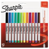 Sharpie 37175PP Permanent Markers, Ultra Fine Point, , Assorted Colors, 12/Pack