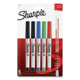 Sharpie SAN37675PP Permanent Markers, Ultra Fine Point, Assorted Colors, 5/set