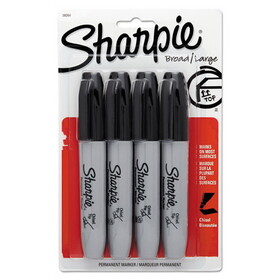 SANFORD INK COMPANY SAN38264PP Permanent Markers, 5.3mm Chisel Tip, Black, 4/pack