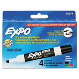 Expo SAN80074 Low-Odor Dry-Erase Marker, Broad Chisel Tip, Assorted Colors, 4/Set