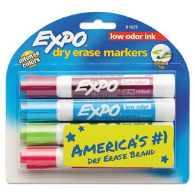 SANFORD INK COMPANY SAN81029 Low Odor Dry Erase Marker, Chisel Tip, Classic Colors Assorted, 4/set