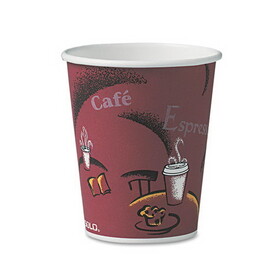Solo Cup Company SCC370SIPK Paper Hot Drink Cups in Bistro Design, 10 oz, Maroon, 50/Pack