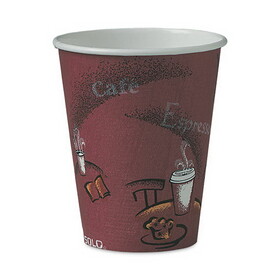Dart SCC378SI Paper Hot Drink Cups in Bistro Design, 8 oz, Maroon, 50/Bag, 20 Bags/Carton