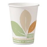 SOLO Cup SCC412PLNJ7234 Bare Pla Paper Hot Cups, 12oz, White W/leaf Design, 50/bag, 20 Bags/carton