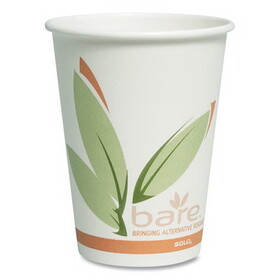 Solo Cup Company SCC412RCN Bare Eco-Forward Recycled Content PCF Paper Hot Cups, ProPlanet Seal, 12 oz, Green/White/Beige, 1,000/Carton