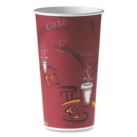 Solo Cup Company SCC420SI Single-Sided Poly Paper Hot Cups, 20 oz, Bistro Design, 600/Carton