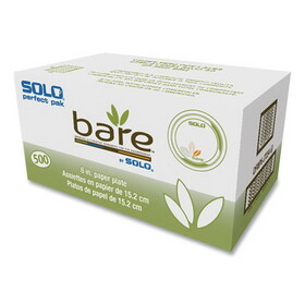 SOLO Cup SCCOFMP6J7234 Bare Paper Eco-Forward Dinnerware, 6" Plate, Green/tan, 500/carton