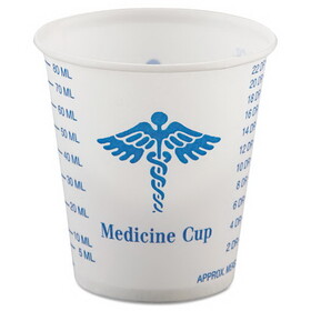 Dart R3-43107 Paper Medical & Dental Graduated Cups, 3oz, White/Blue, 100/Bag, 50 Bags/Carton